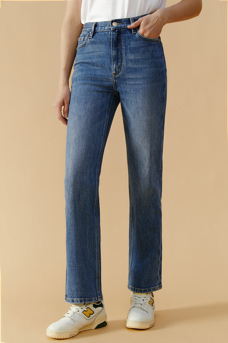 High Rise Kick Crop Jeans Mid-weight Denim Activity Grrrl HJ017