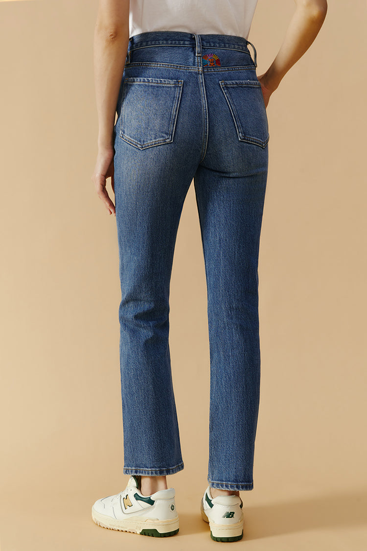 High Rise Kick Crop Jeans Mid-weight Denim Activity Grrrl HJ017
