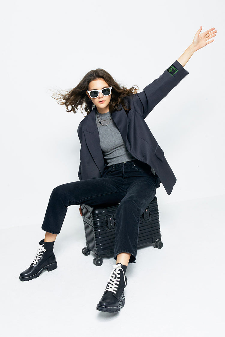 High Rise Straight Ankle Jeans Mid-weight Denim Manhattan