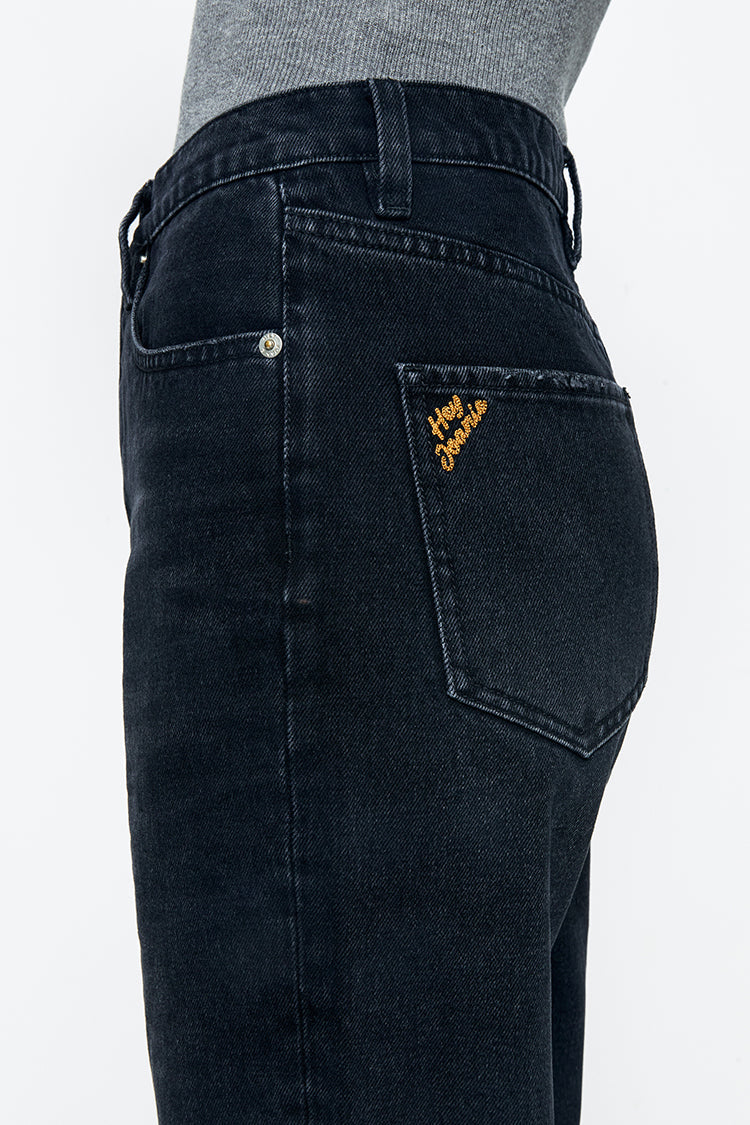 High Rise Straight Ankle Jeans Mid-weight Denim Manhattan