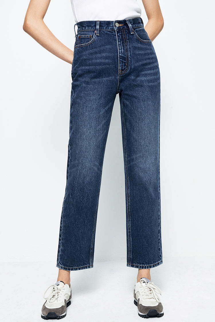 Chelsea High Rise Straight Crop Jeans Heavyweight Denim HJ005