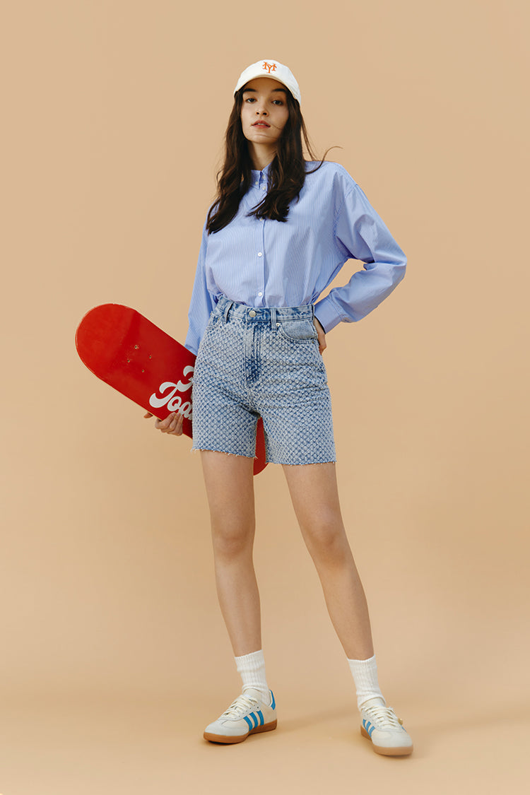 Venice Tweed High Rise Shorts Lightweight Tweed Denim Shorts Hey Joanie