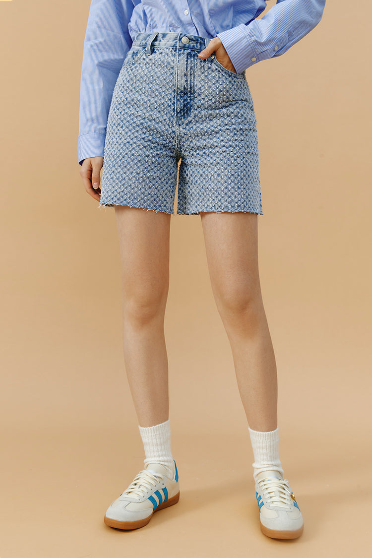 Venice Tweed High Rise Shorts Lightweight Tweed Denim Shorts Hey Joanie