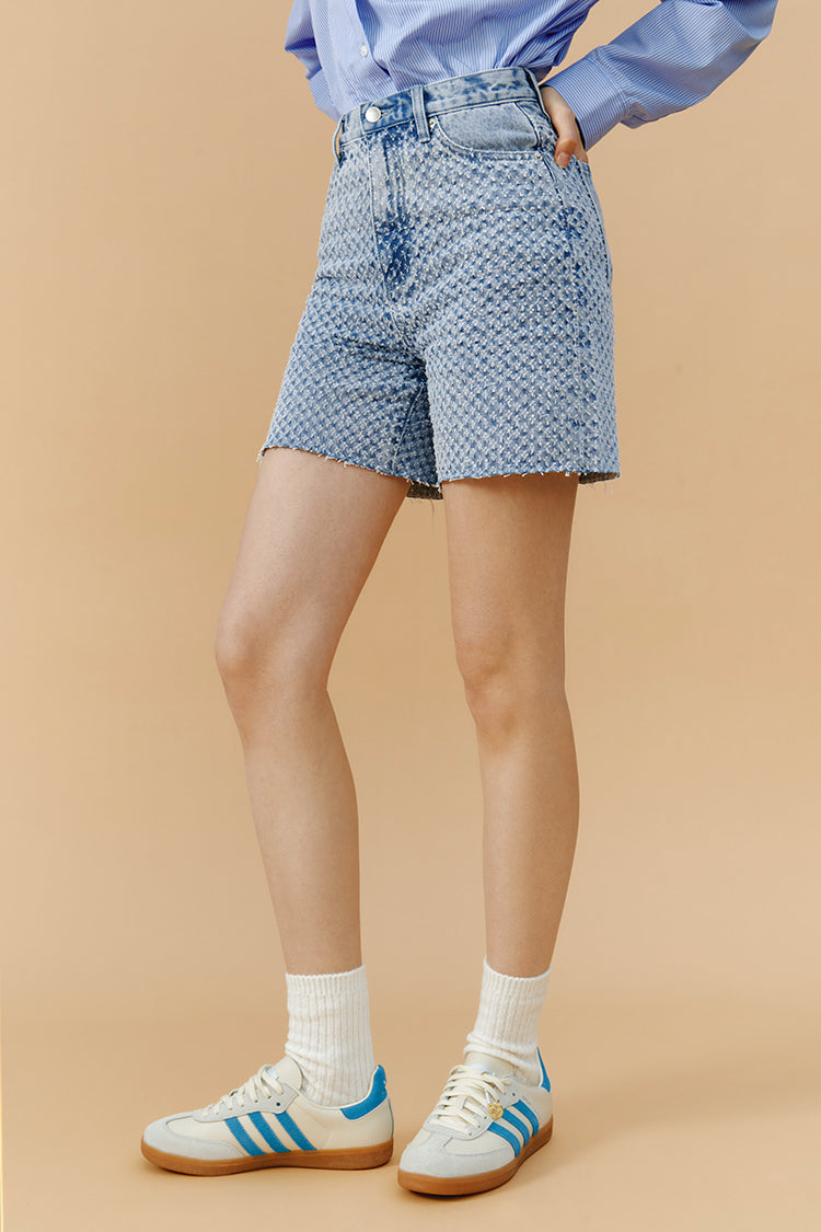 Venice Tweed High Rise Shorts Lightweight Tweed Denim Shorts Hey Joanie