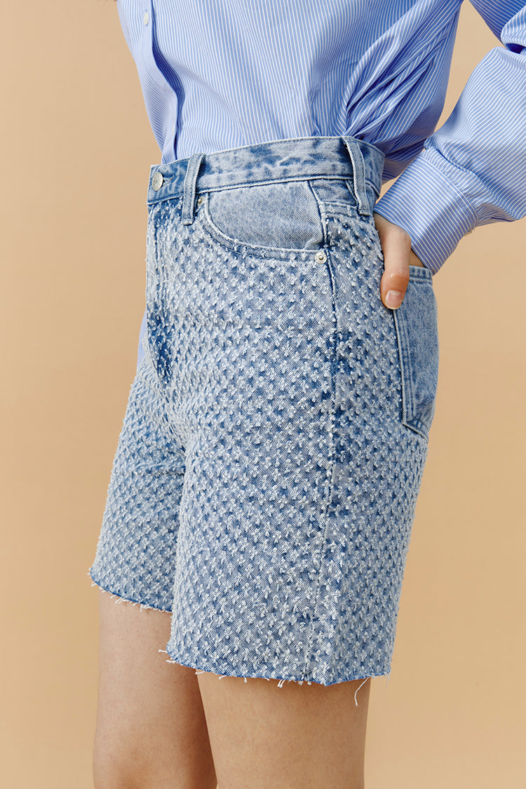 Venice Tweed High Rise Shorts Lightweight Tweed Denim Shorts Hey Joanie