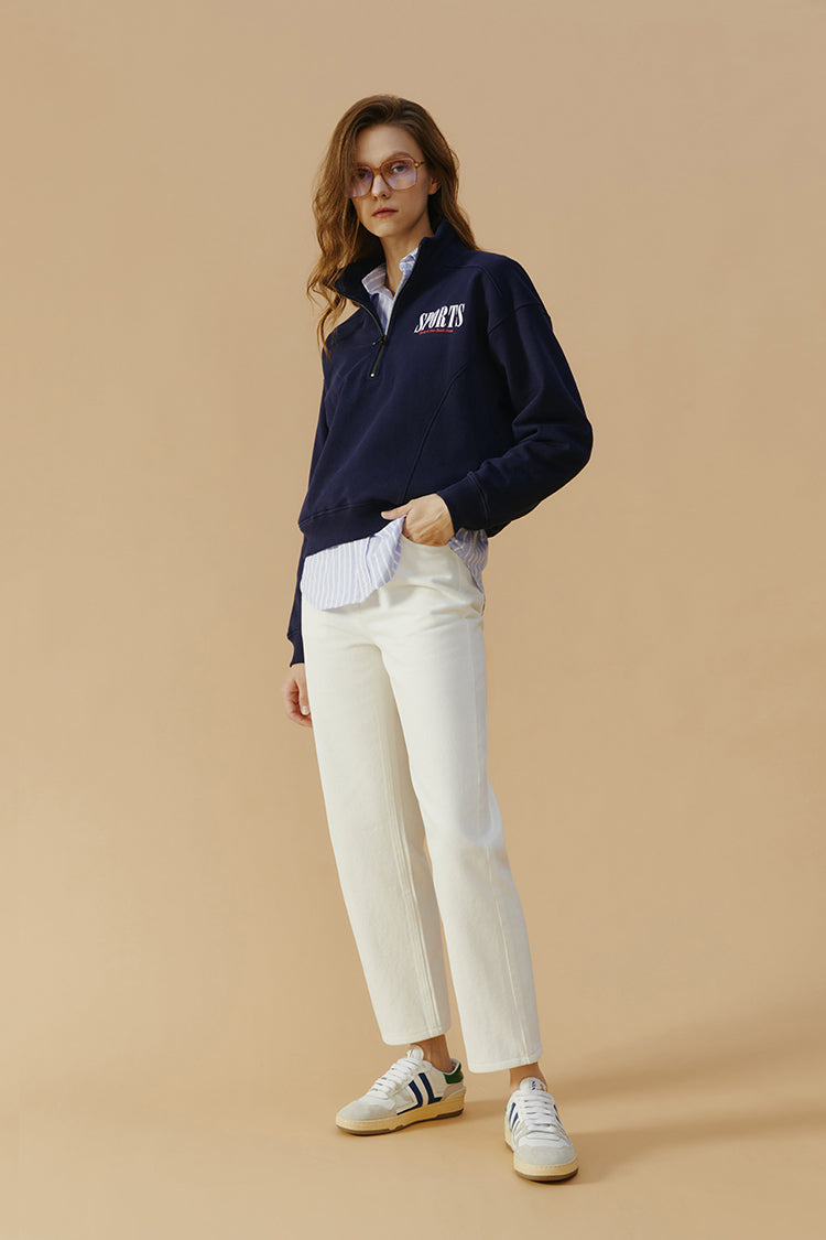 High Rise Straight Ankle Jeans Mid-weight Denim Manhattan HJ160