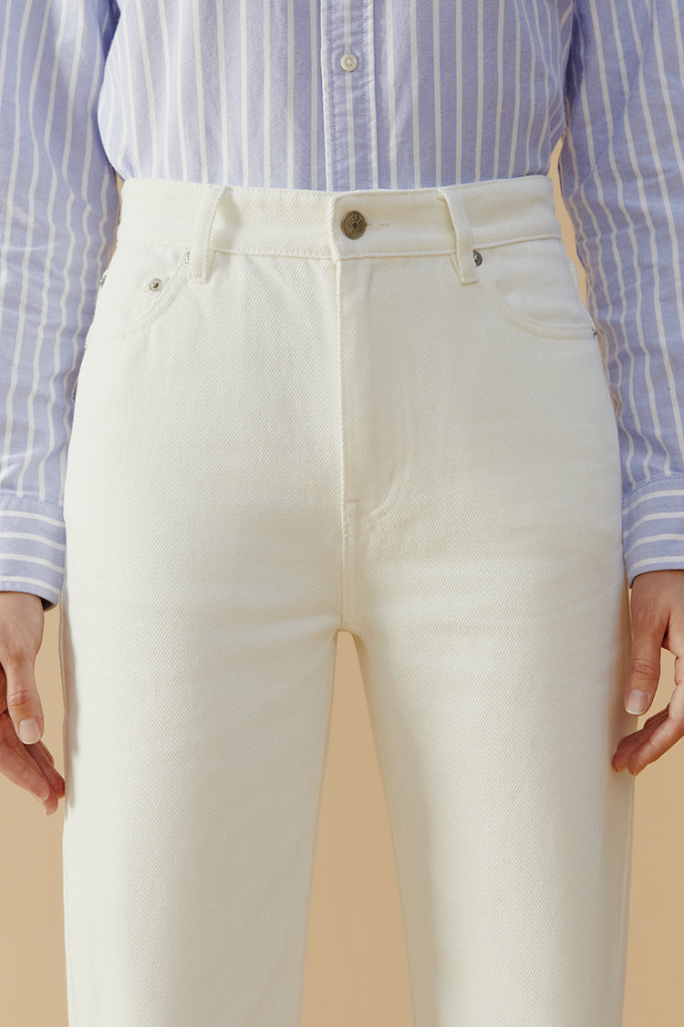 High Rise Straight Ankle Jeans Mid-weight Denim Manhattan HJ160