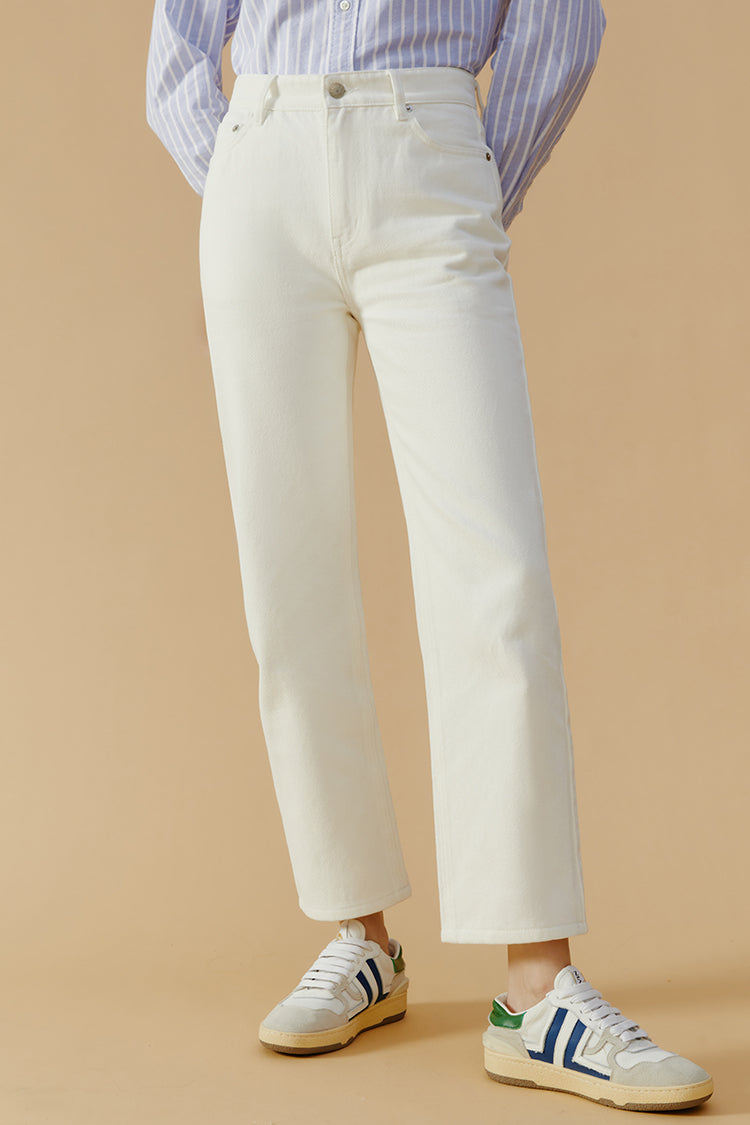 High Rise Straight Ankle Jeans Mid-weight Denim Manhattan HJ160