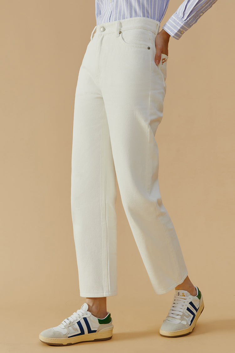 High Rise Straight Ankle Jeans Mid-weight Denim Manhattan HJ160