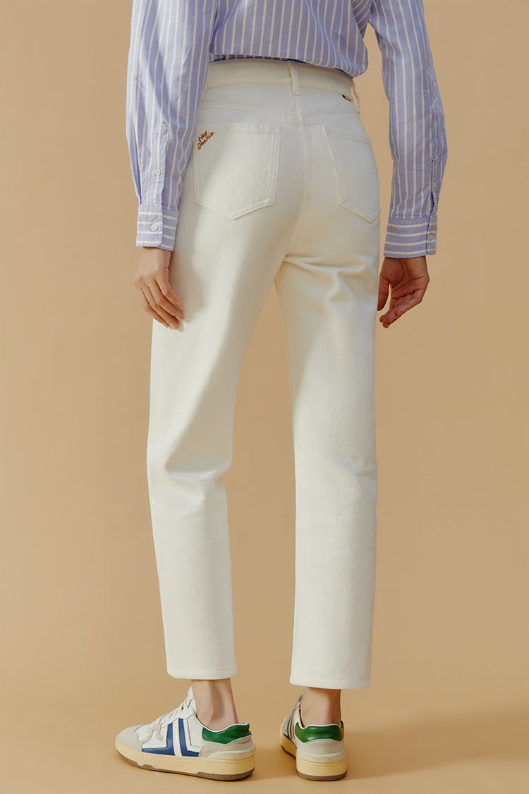 High Rise Straight Ankle Jeans Mid-weight Denim Manhattan HJ160