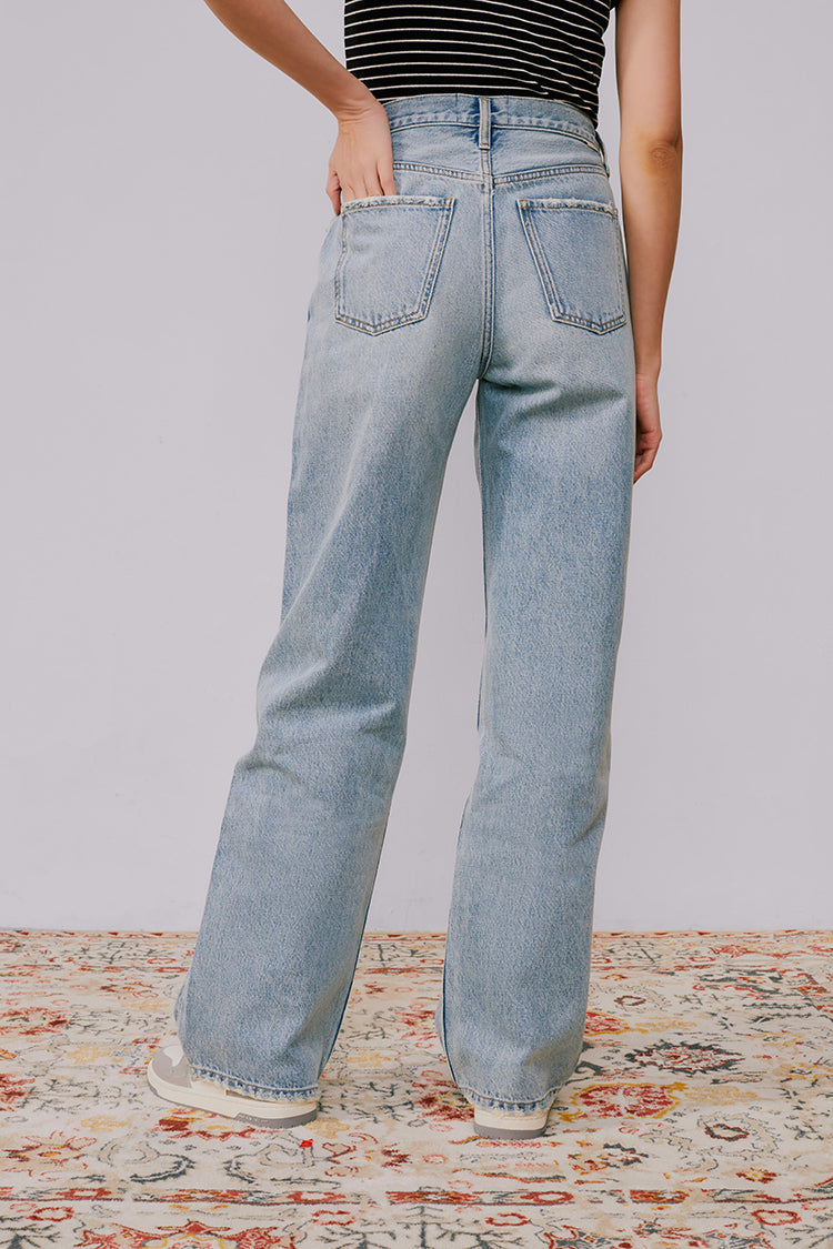 Wide Leg Heavy Weight Denim Jeans High-Rise Fun City HJ105