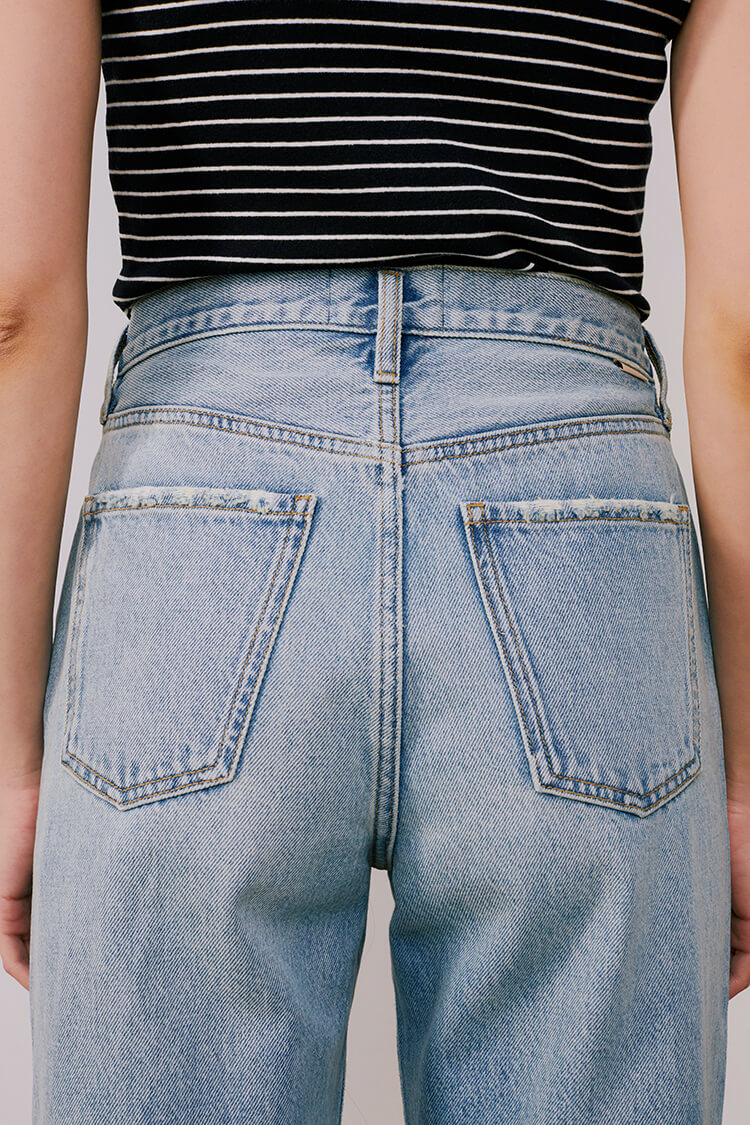 Wide Leg Heavy Weight Denim Jeans High-Rise Fun City HJ105