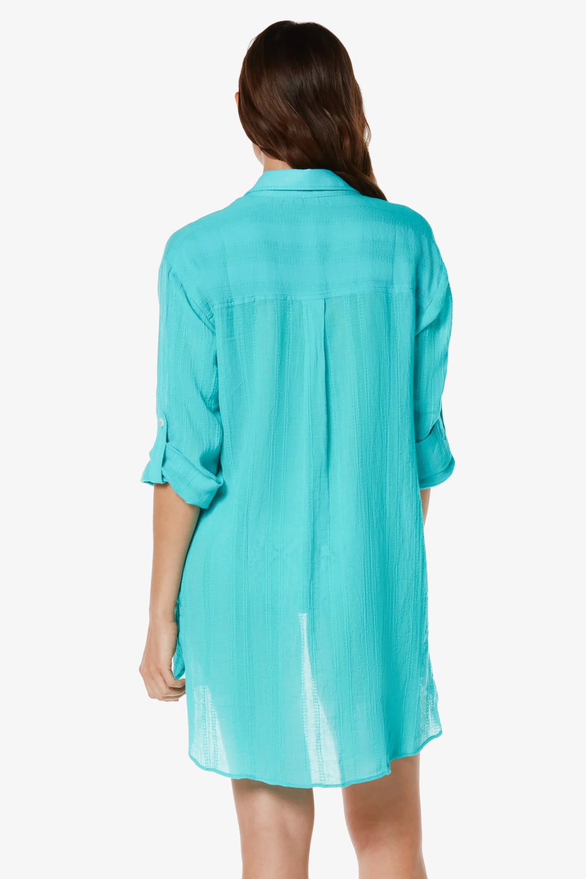 Camp Shirt Cover-Up Seafoam Aqua Shirt Dress Helen Jon