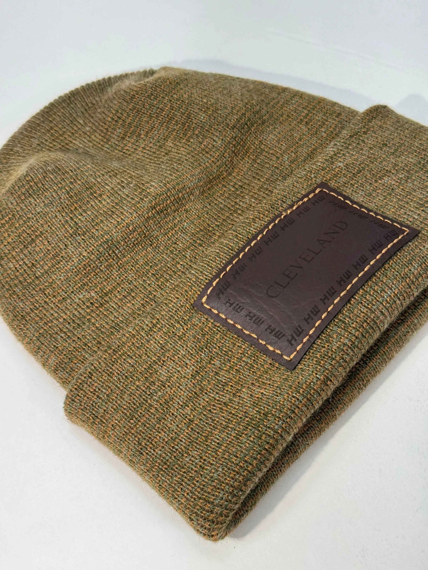 Haakwear Brown Green Fusion H Stitch Cuffed Beanie Made in USA