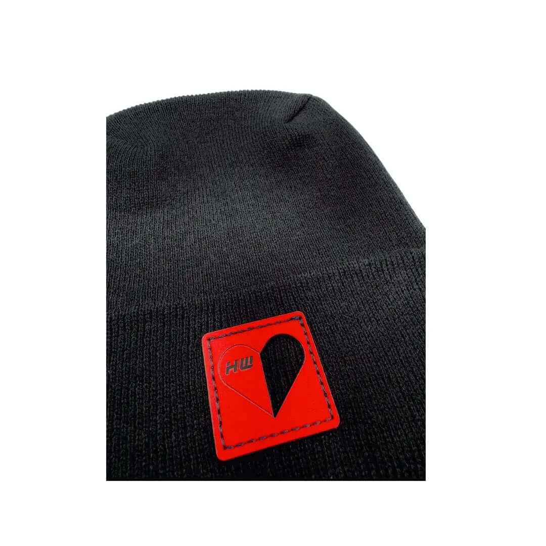 Love-Inspired H-Stitch Black Beanie Hat Haakwear