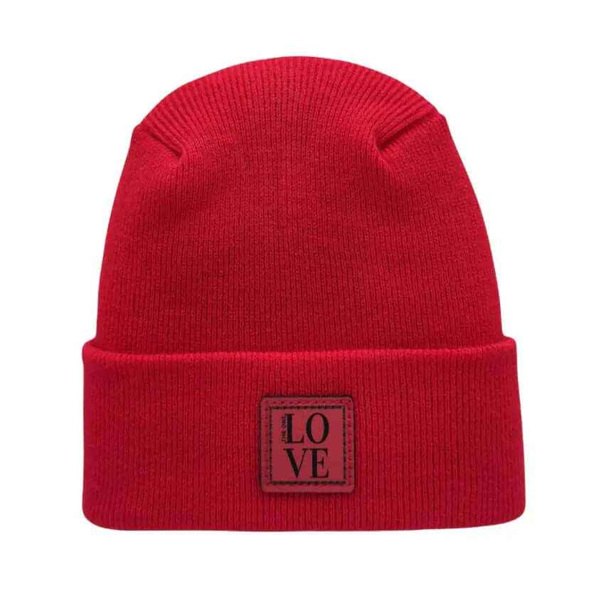 Love-Inspired Scarlet Red Beanie H-Stitch Hat Haakwear