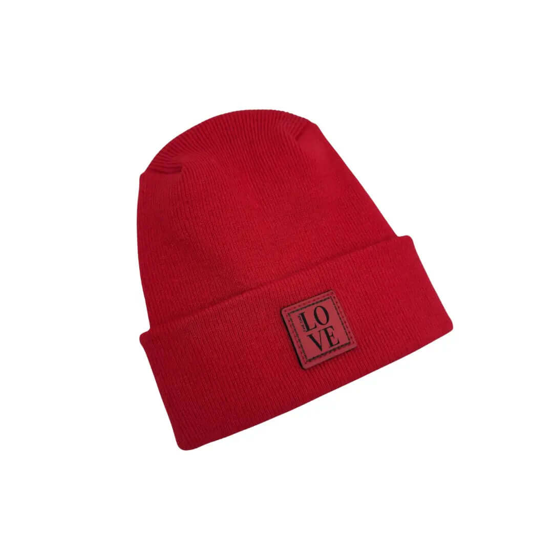 Love-Inspired Scarlet Red Beanie H-Stitch Hat Haakwear