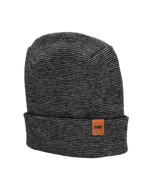 H Stitch Fusion Cuffed Beanie Black Gray Headwear Haakwear