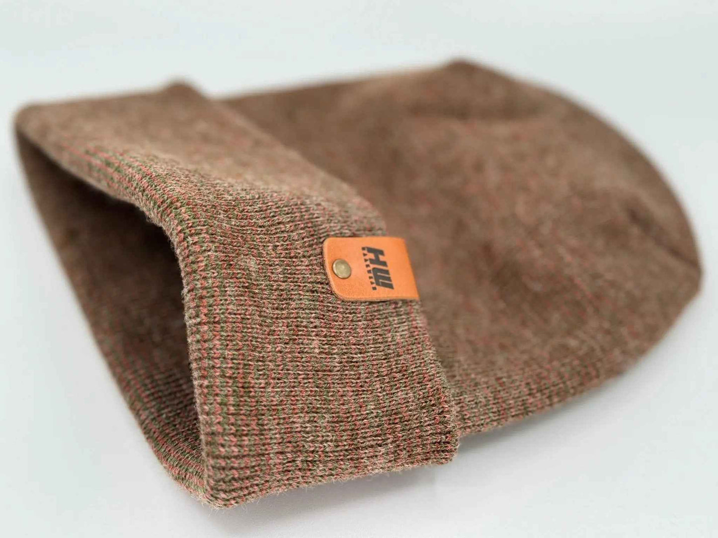 H-Stitch Fusion Cuffed Beanie Burgundy Green Hat Haakwear