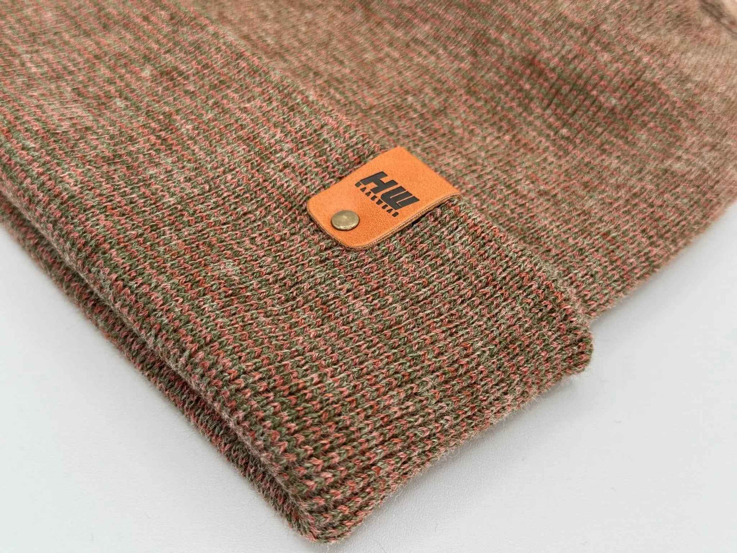 H-Stitch Fusion Cuffed Beanie Burgundy Green Hat Haakwear