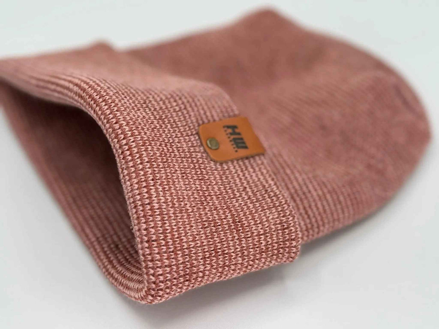 Haakwear H Stitch Fusion Cuffed Beanie Burgundy Pink Hat Made in USA