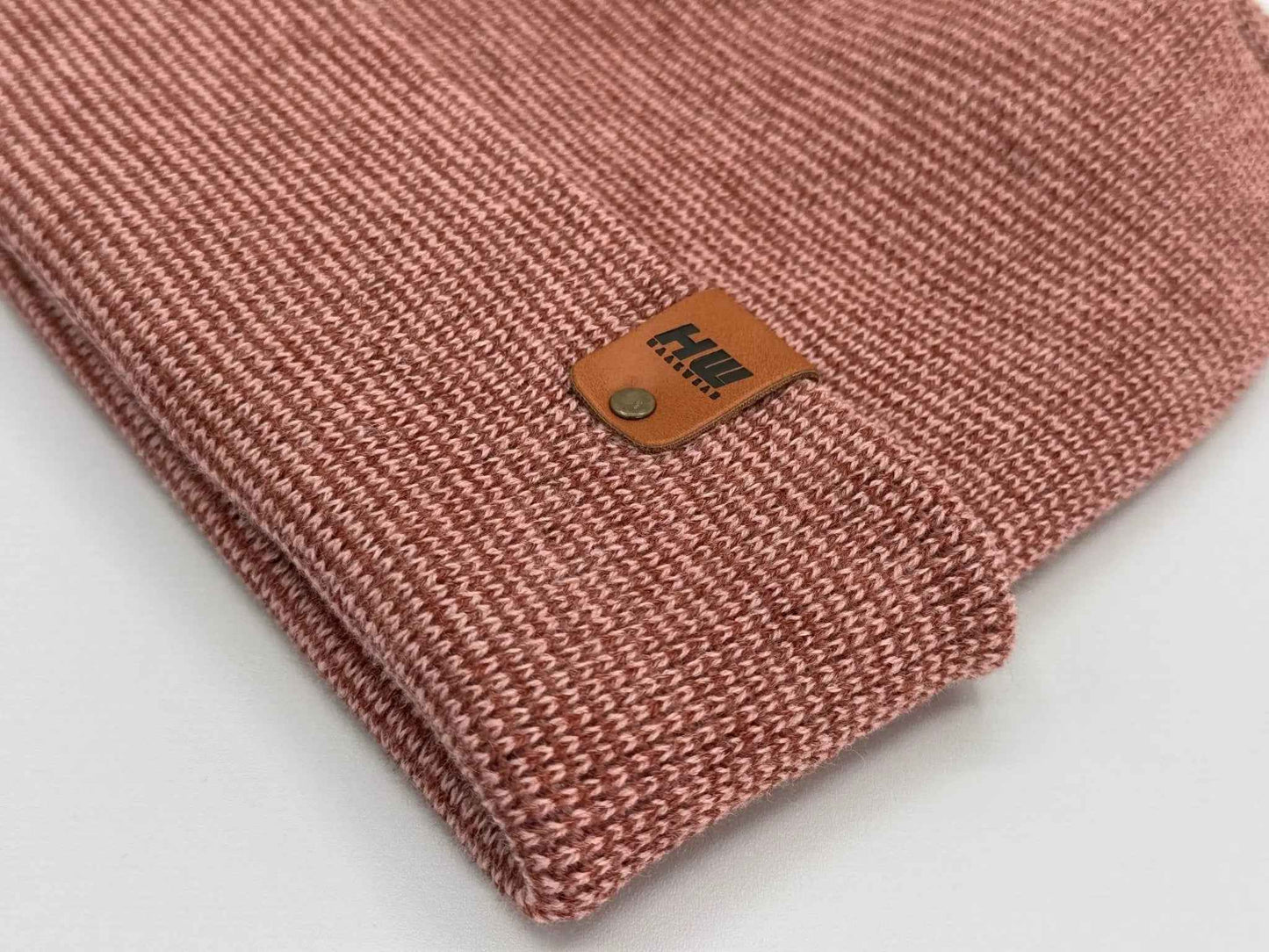 Haakwear H Stitch Fusion Cuffed Beanie Burgundy Pink Hat Made in USA