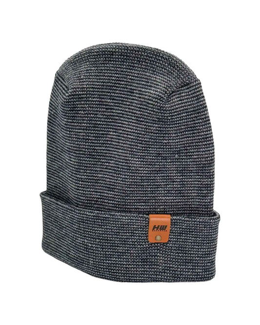 H Stitch Fusion Cuffed Beanie Gray Denim Headwear Haakwear