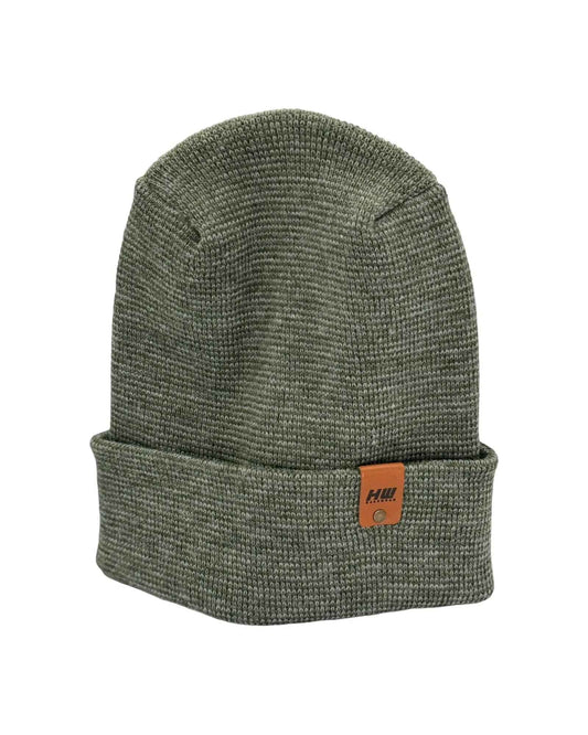 H Stitch Fusion Cuffed Beanie Gray Green Hat Haakwear