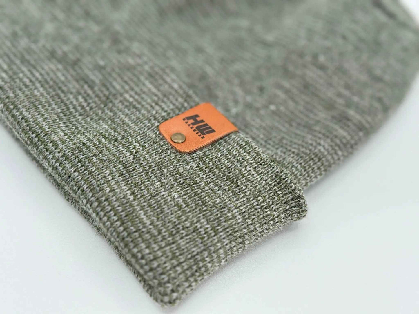 H Stitch Fusion Cuffed Beanie Gray Green Hat Haakwear