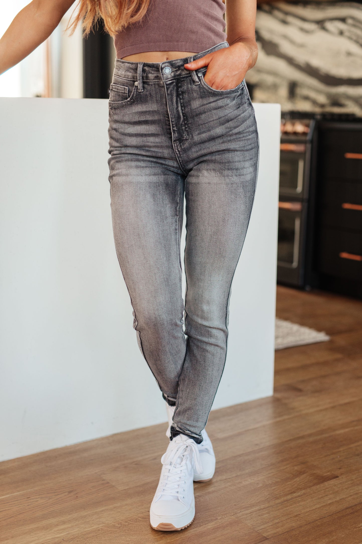 High Rise Control Top Released Hem Skinny Jeans Judy Blue