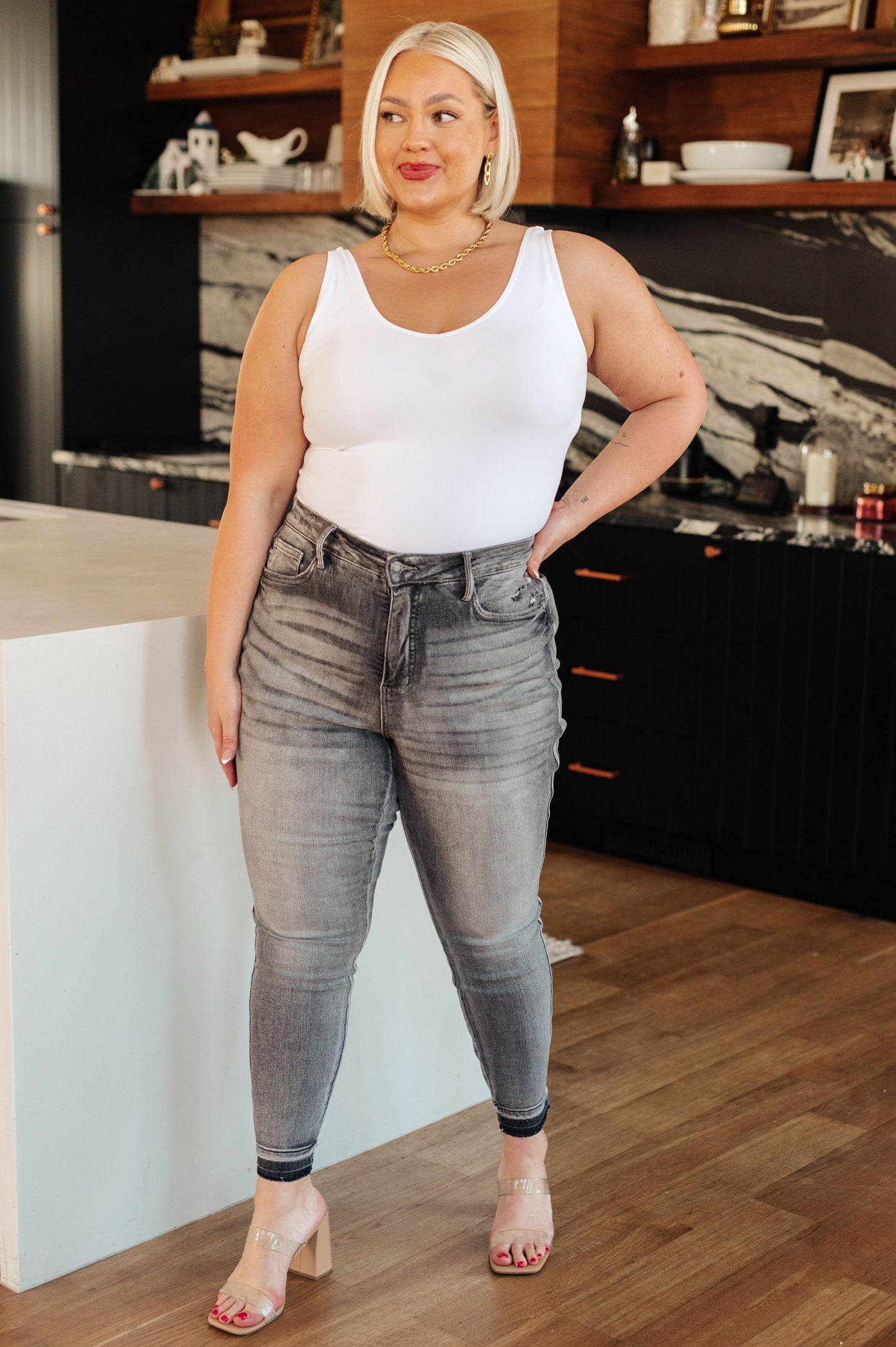 High Rise Control Top Released Hem Skinny Jeans Judy Blue