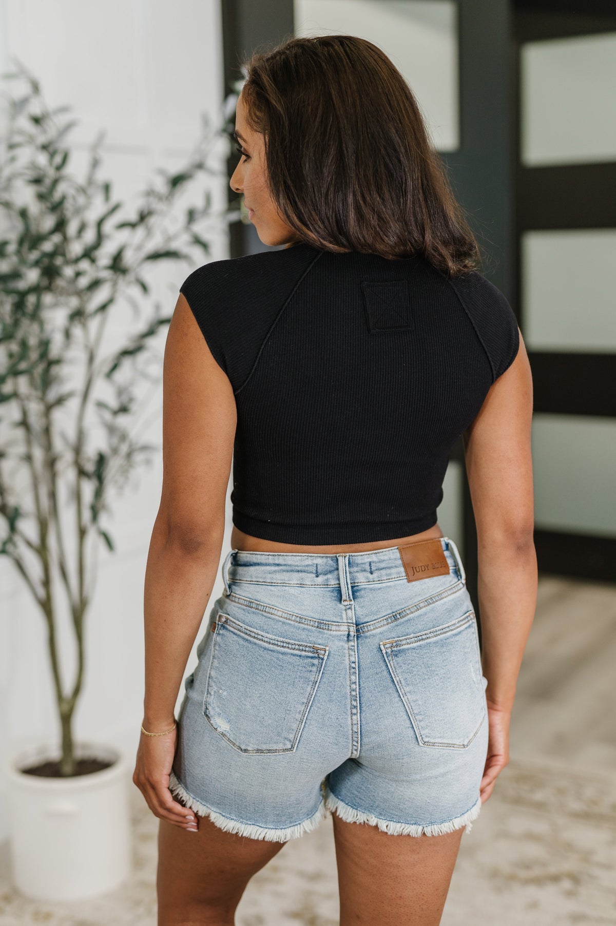Halfway to Heaven Ribbed Knit Cropped Top Black