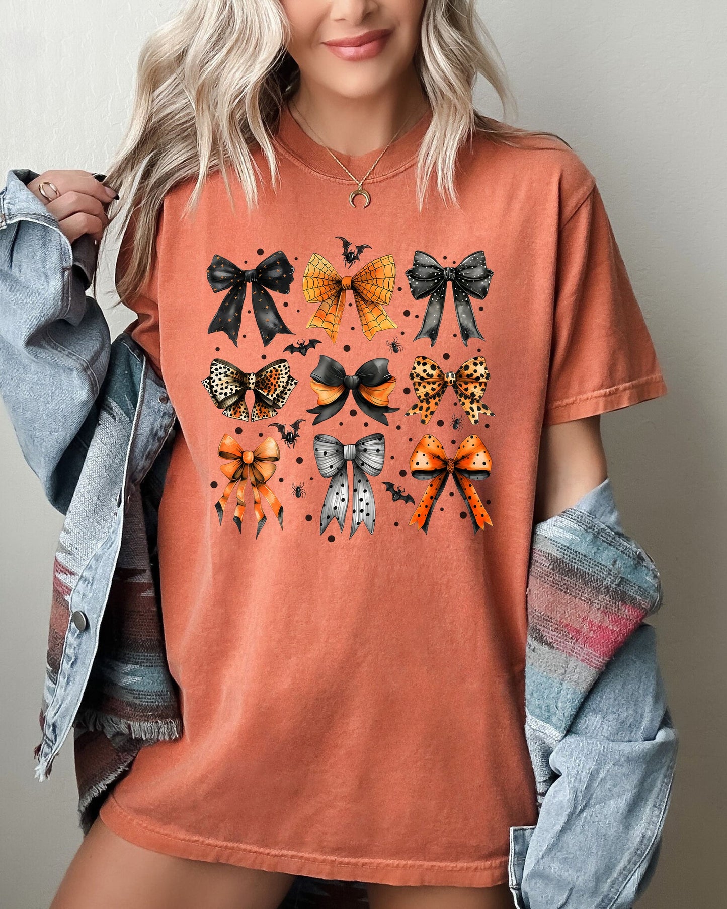 Halloween Bat Bows Girly Ribbons Comfort Colors T-Shirt