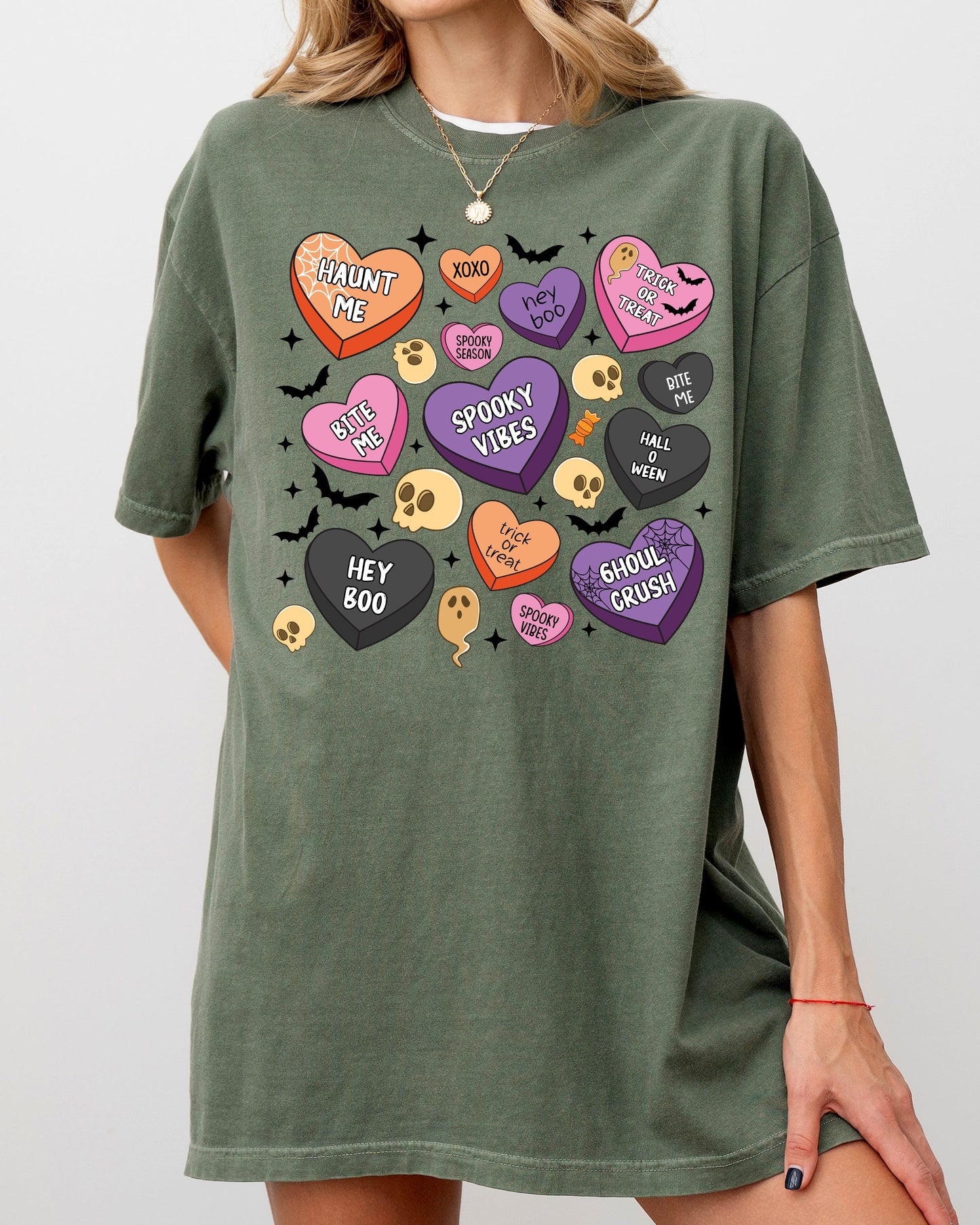 Halloween Candy Hearts Comfort Colors T-Shirt Graphic Tee