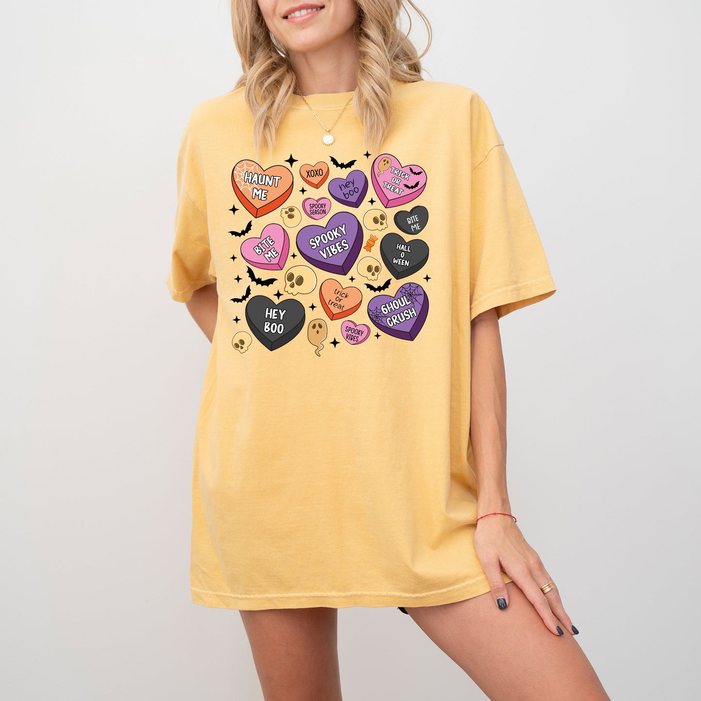 Halloween Candy Hearts Comfort Colors T-Shirt Graphic Tee