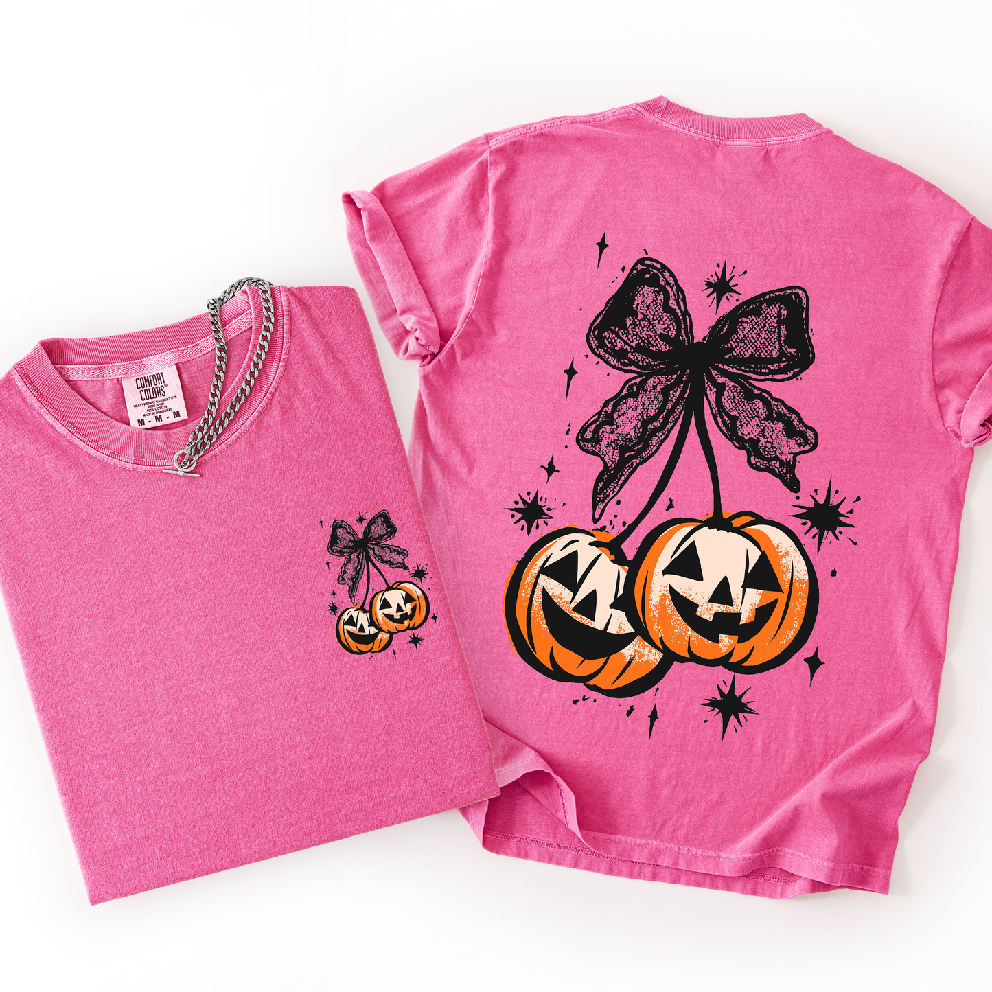 Halloween Cherry Pumpkins Cute Front and Back Comfort Colors T-Shirt Refinery Number One