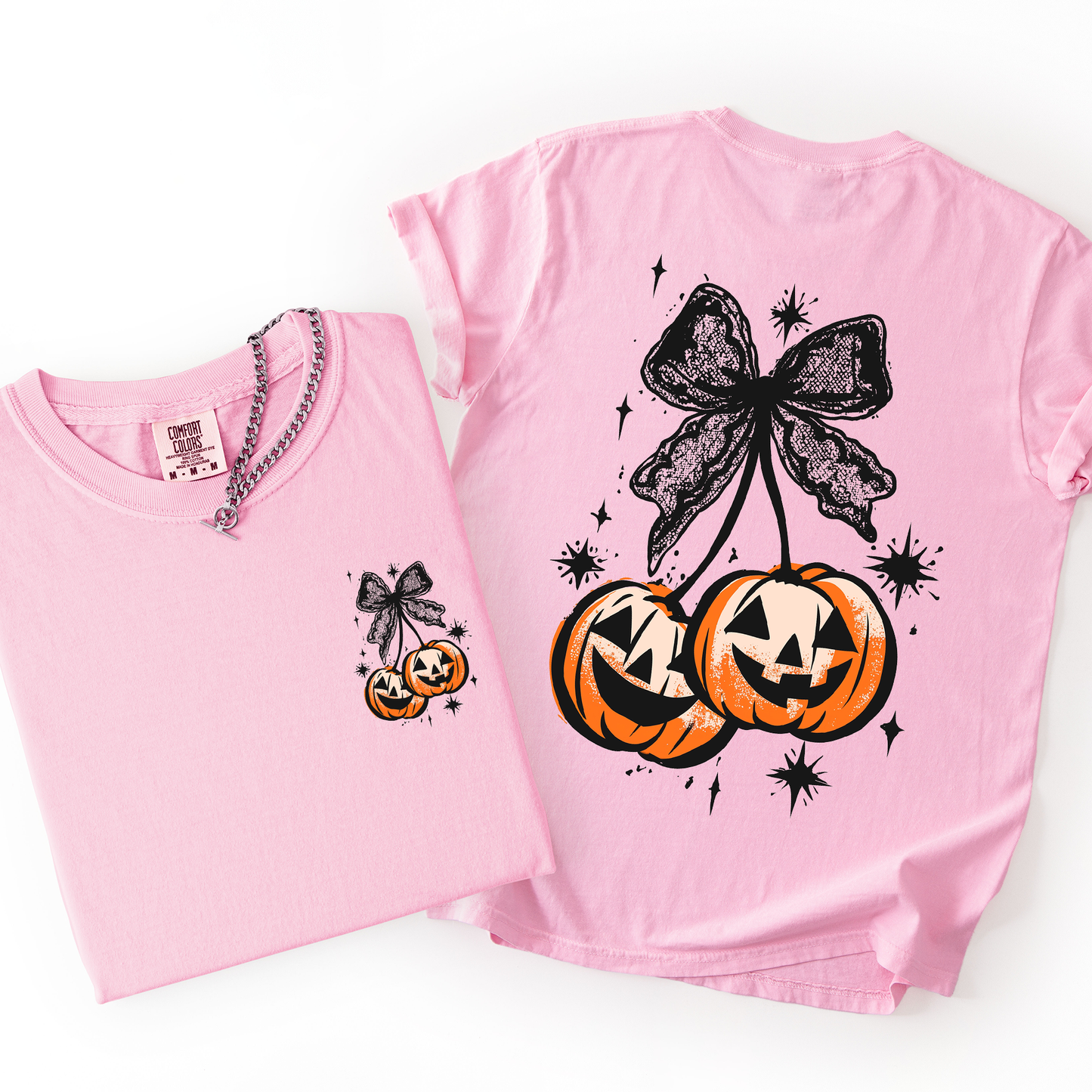 Halloween Cherry Pumpkins Cute Front and Back Comfort Colors T-Shirt Refinery Number One