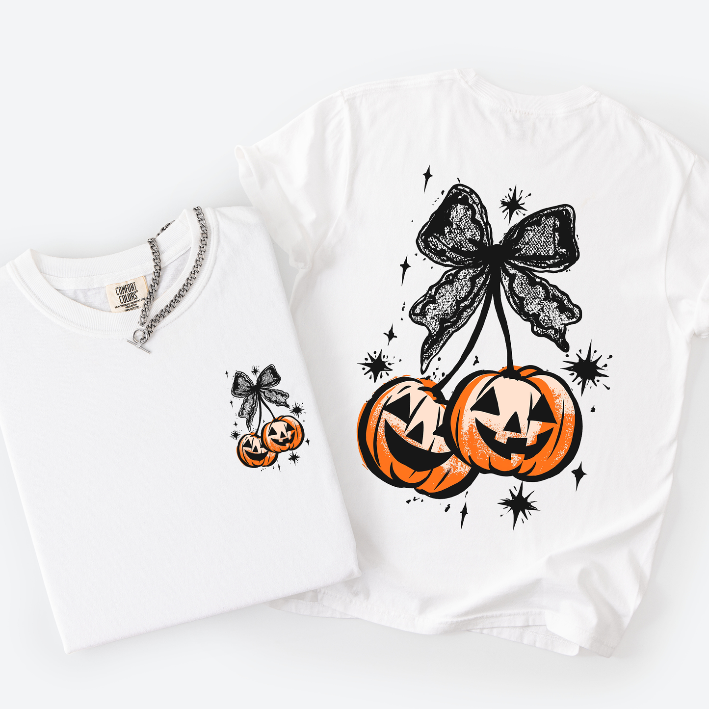 Halloween Cherry Pumpkins Cute Front and Back Comfort Colors T-Shirt Refinery Number One