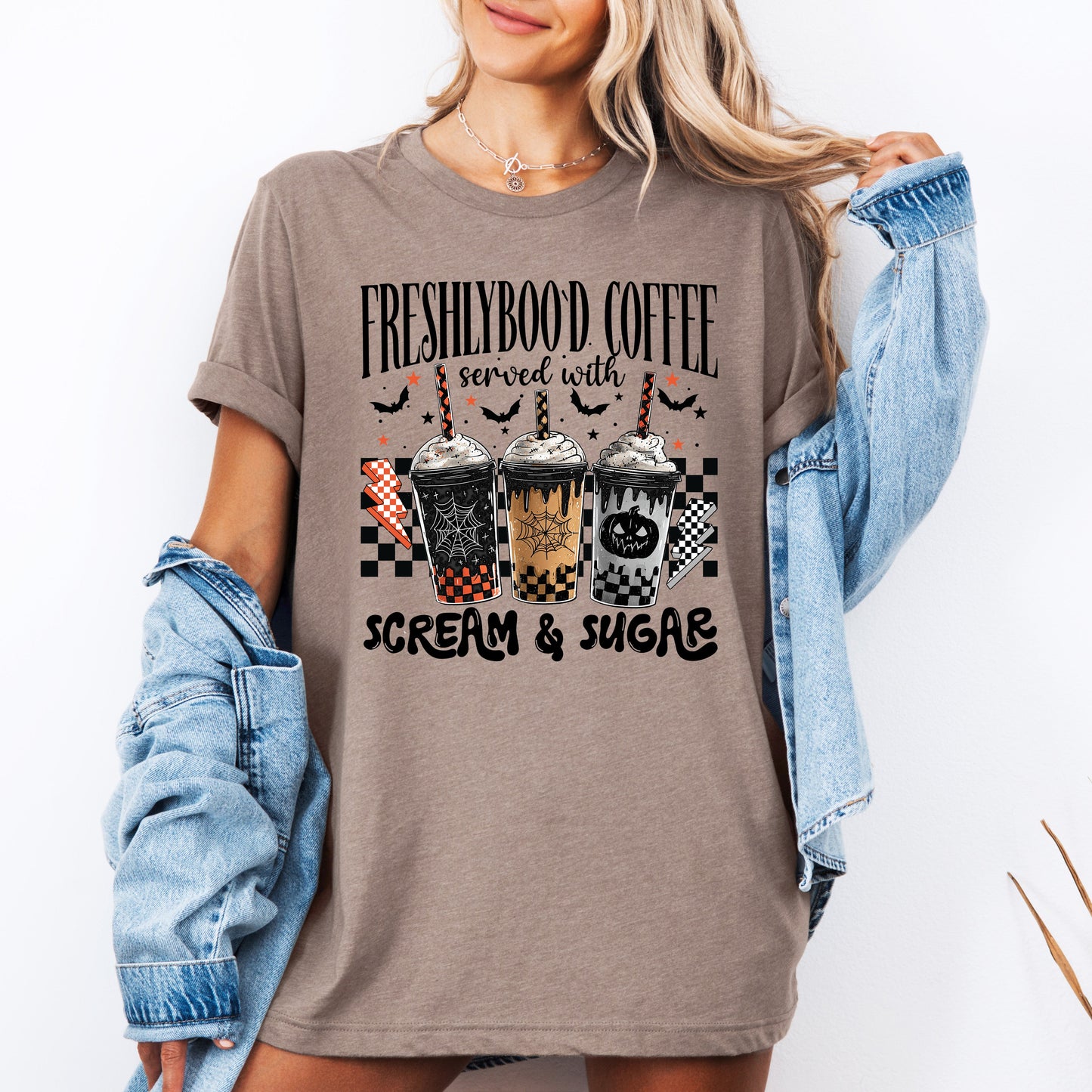 Halloween Coffee Freshly Boo'd Cute Witch Spooky Tshirt