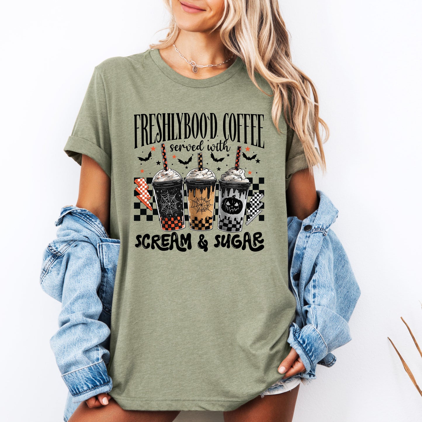 Halloween Coffee Freshly Boo'd Cute Witch Spooky Tshirt