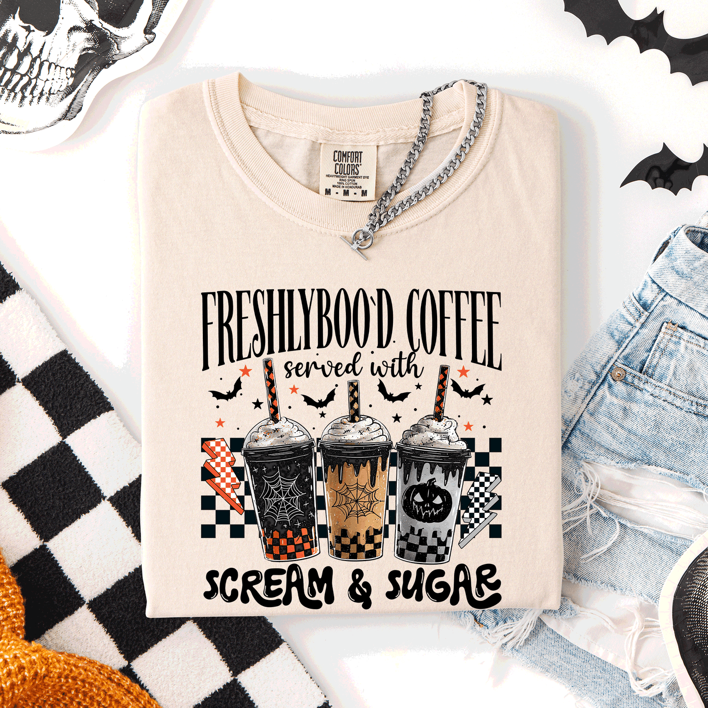 Halloween Coffee Freshly Boo'd Comfort Colors T-Shirt Refinery Number One