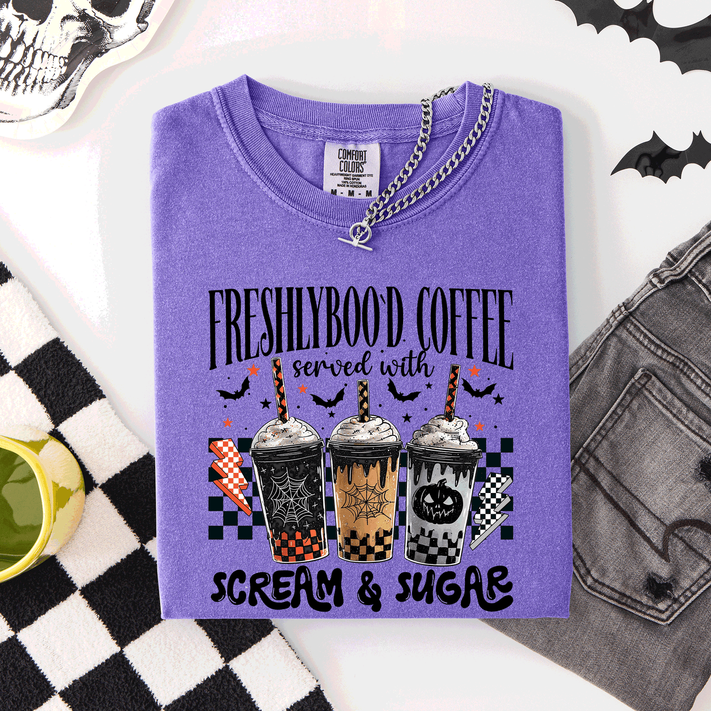 Halloween Coffee Freshly Boo'd Comfort Colors T-Shirt Refinery Number One