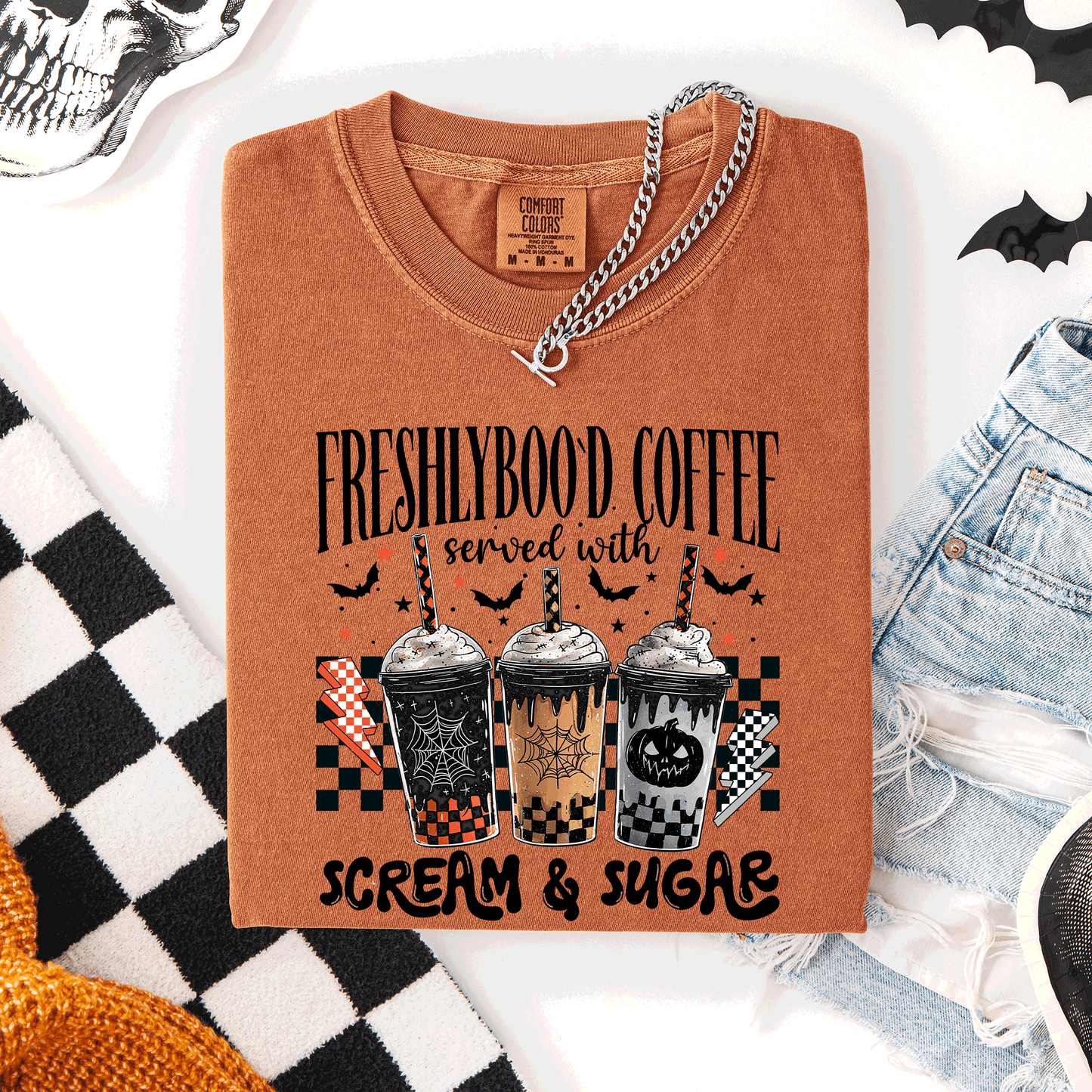Halloween Coffee Freshly Boo'd Comfort Colors T-Shirt Refinery Number One
