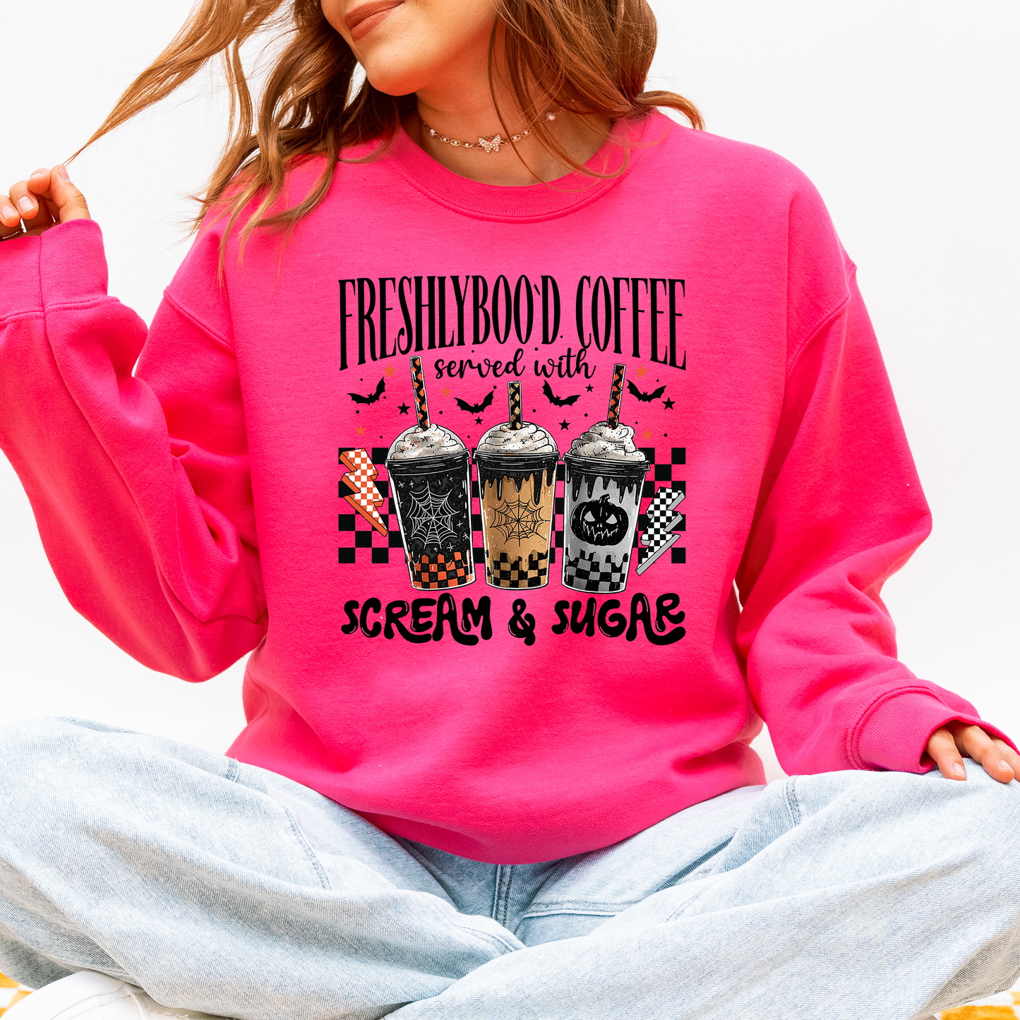 Halloween Coffee Freshly Boo'd Cute Witch Spooky Sweatshirt Refinery Number One