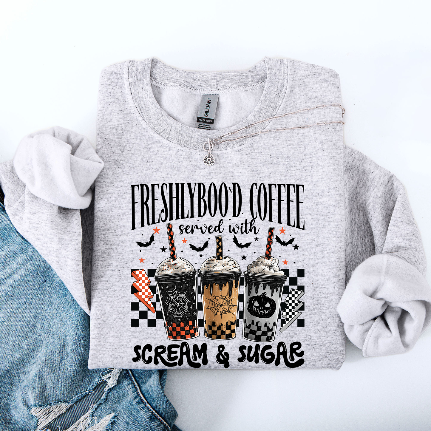 Halloween Coffee Freshly Boo'd Cute Witch Spooky Sweatshirt Refinery Number One