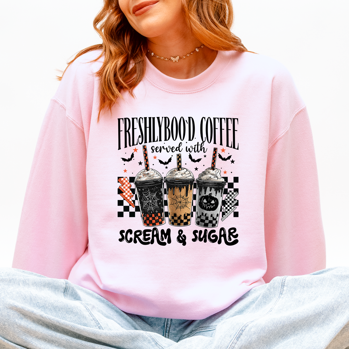 Halloween Coffee Freshly Boo'd Cute Witch Spooky Sweatshirt Refinery Number One