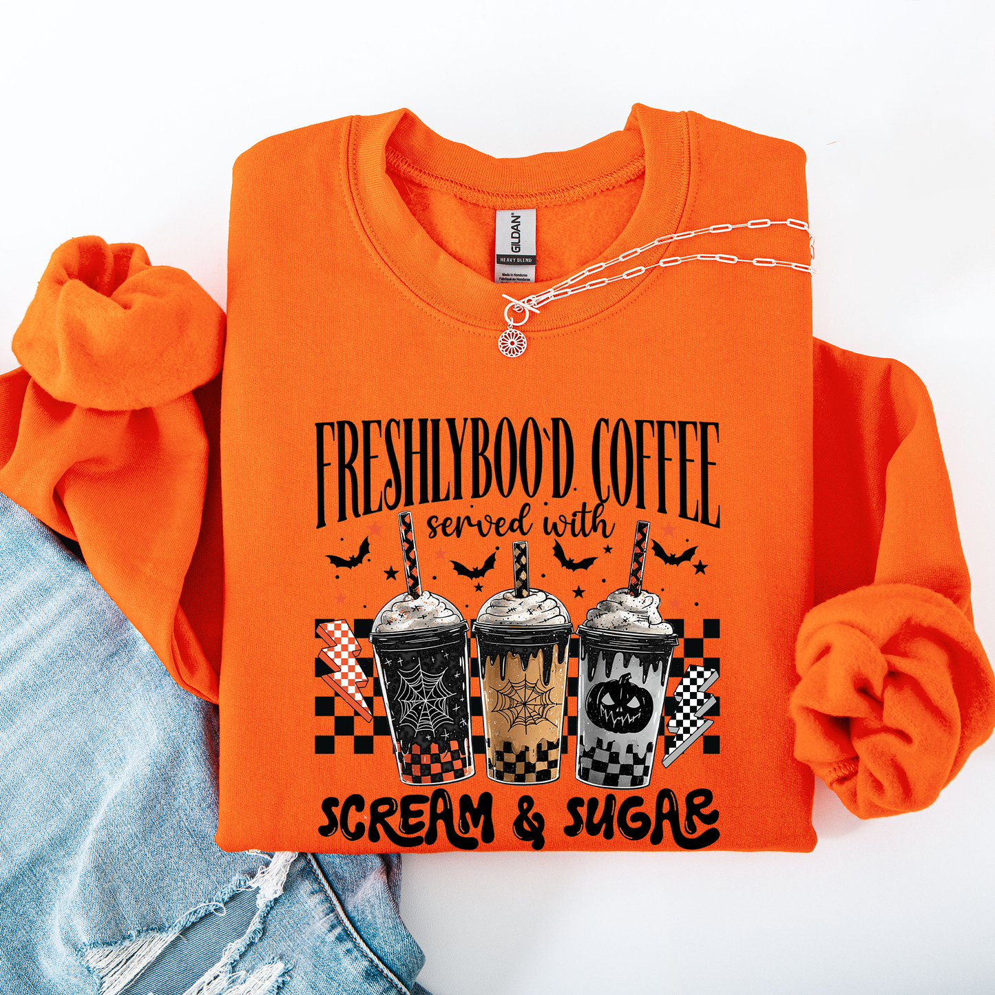 Halloween Coffee Freshly Boo'd Cute Witch Spooky Sweatshirt Refinery Number One