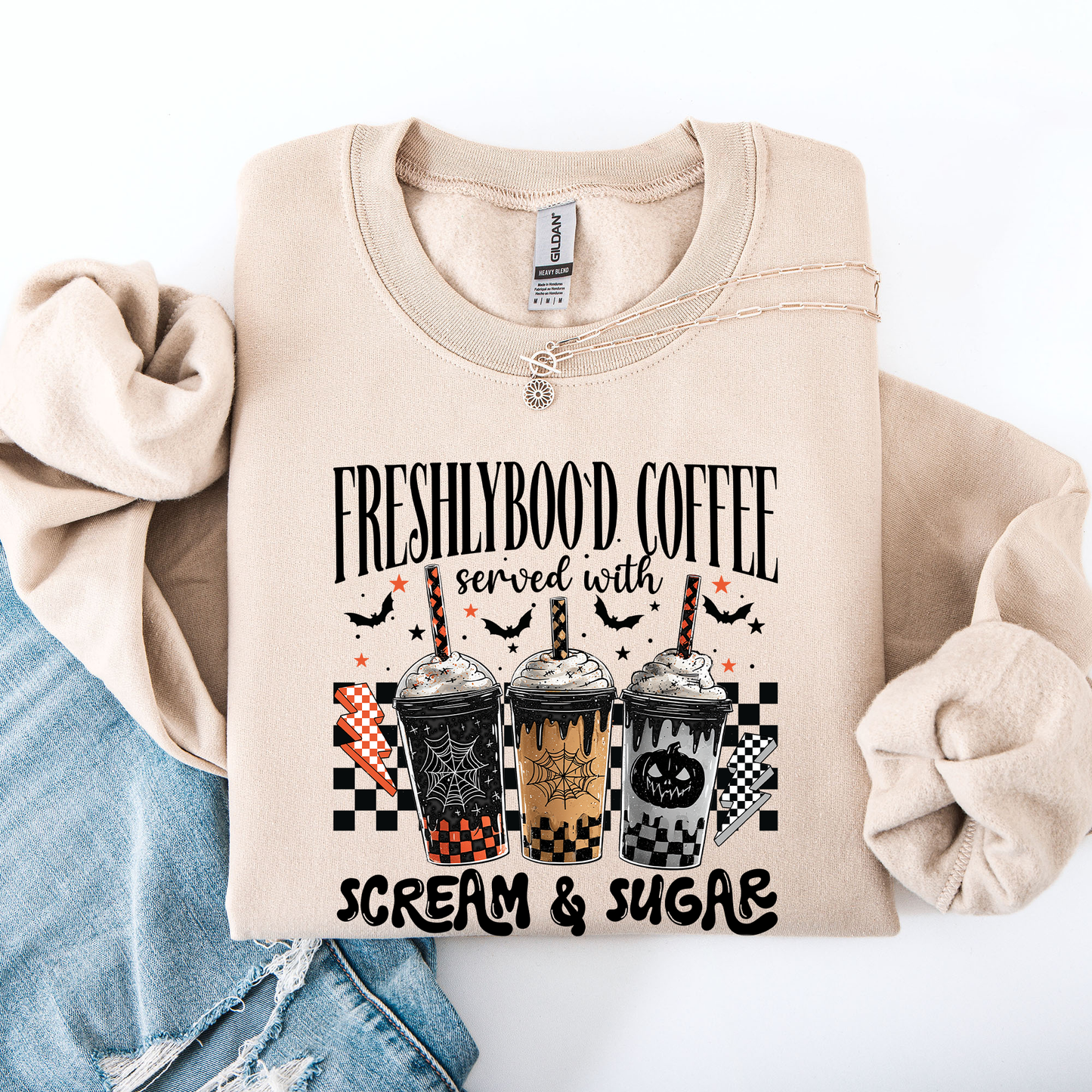 Halloween Coffee Freshly Boo'd Cute Witch Spooky Sweatshirt Refinery Number One