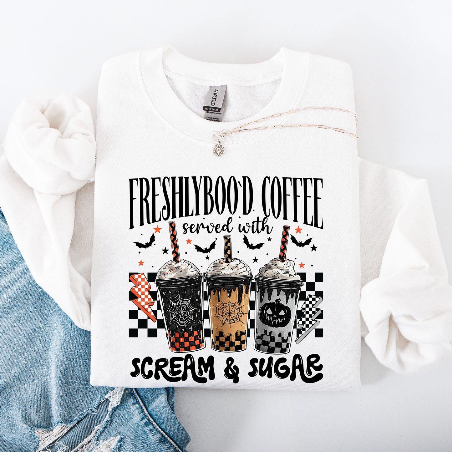 Halloween Coffee Freshly Boo'd Cute Witch Spooky Sweatshirt Refinery Number One