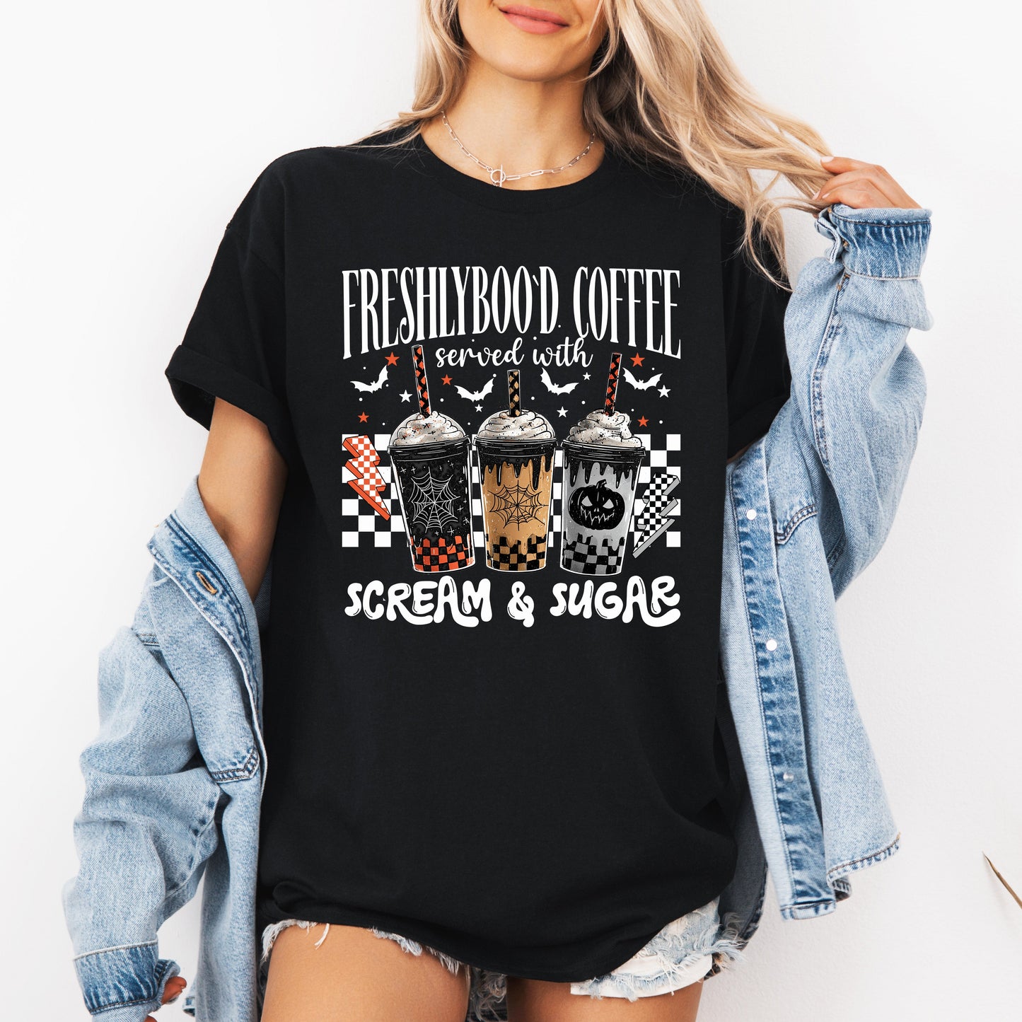 Halloween Coffee Freshly Boo'd Cute Witch Spooky Tshirt